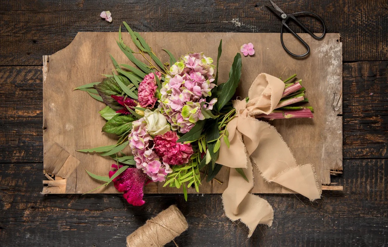 Photo wallpaper flowers, paper, bouquet