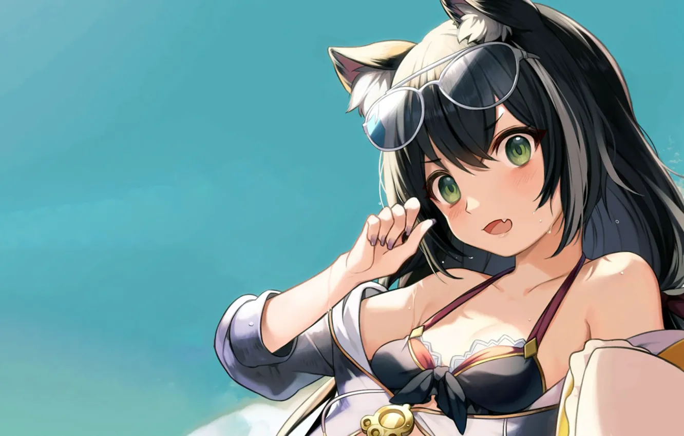 Photo wallpaper girl, sexy, lingerie, bra, cleavage, long hair, boobs, anime