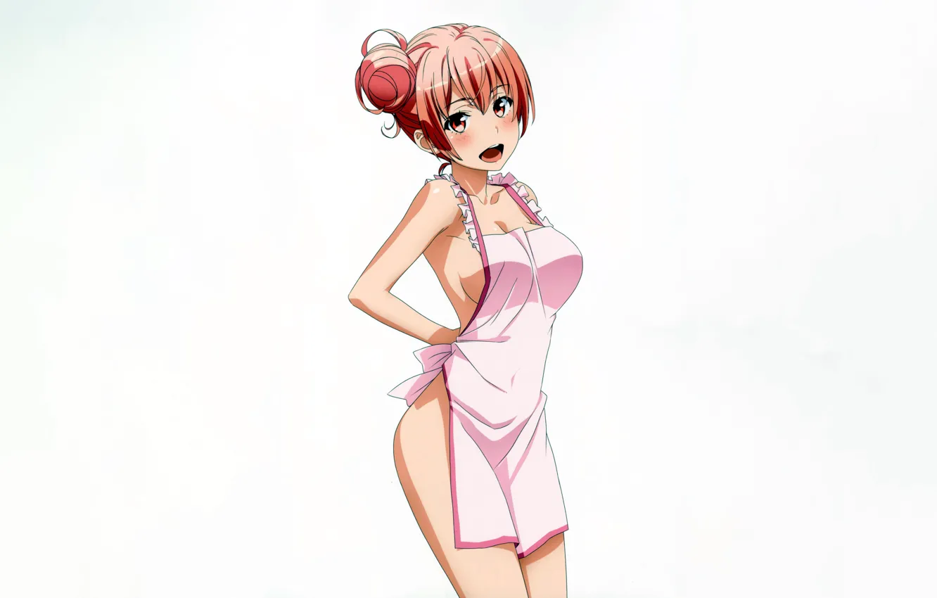 Photo wallpaper girl, sexy, cleavage, boobs, anime, beautiful, red eyes, short hair