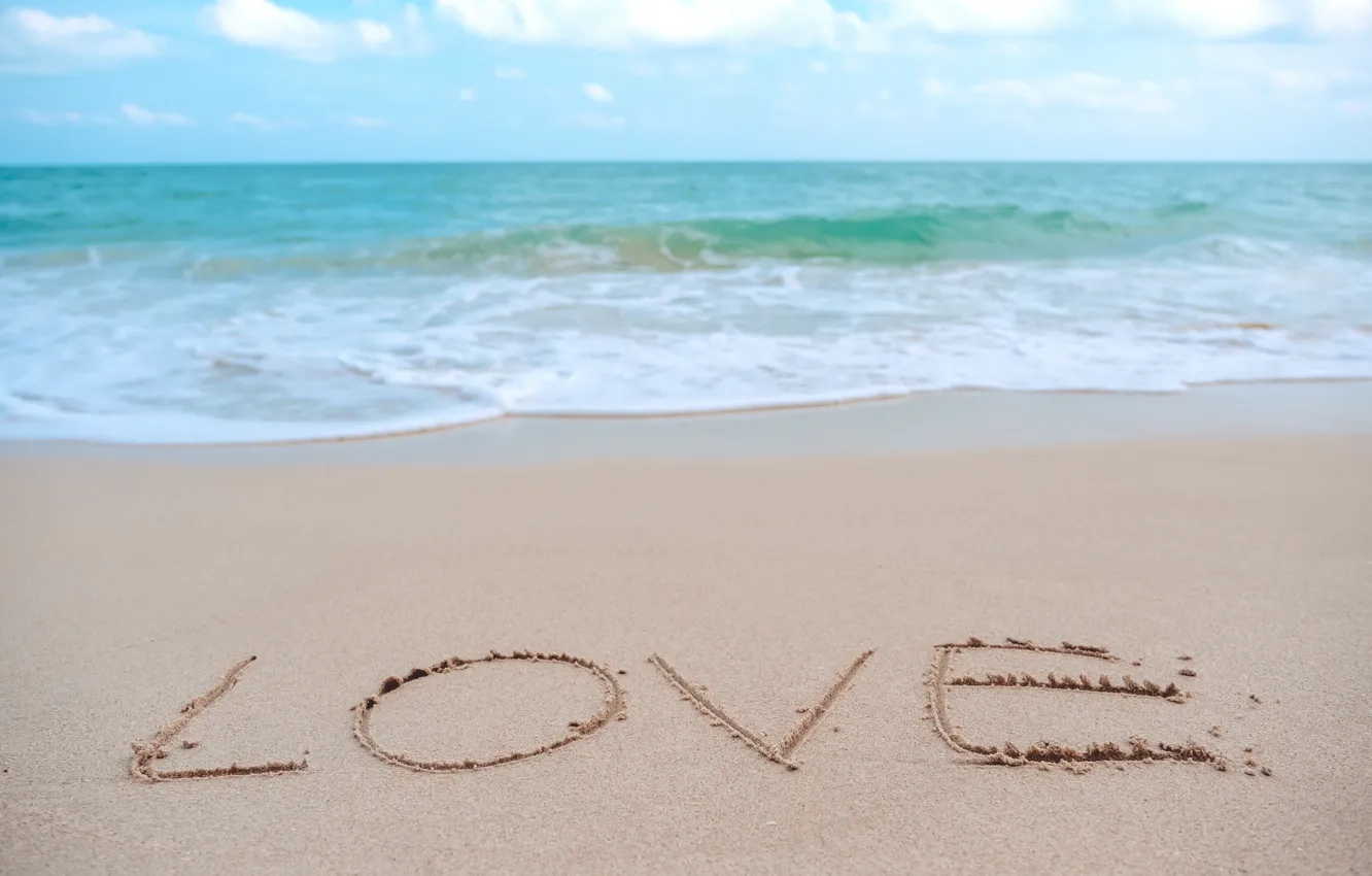 Photo wallpaper sand, sea, wave, beach, summer, love, summer, love