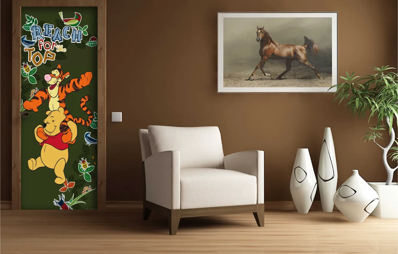 Photo wallpaper design, style, room, interior, picture, chair, vases