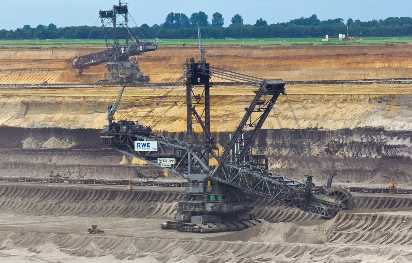 Photo wallpaper quarry, bucket wheel excavator, excavators