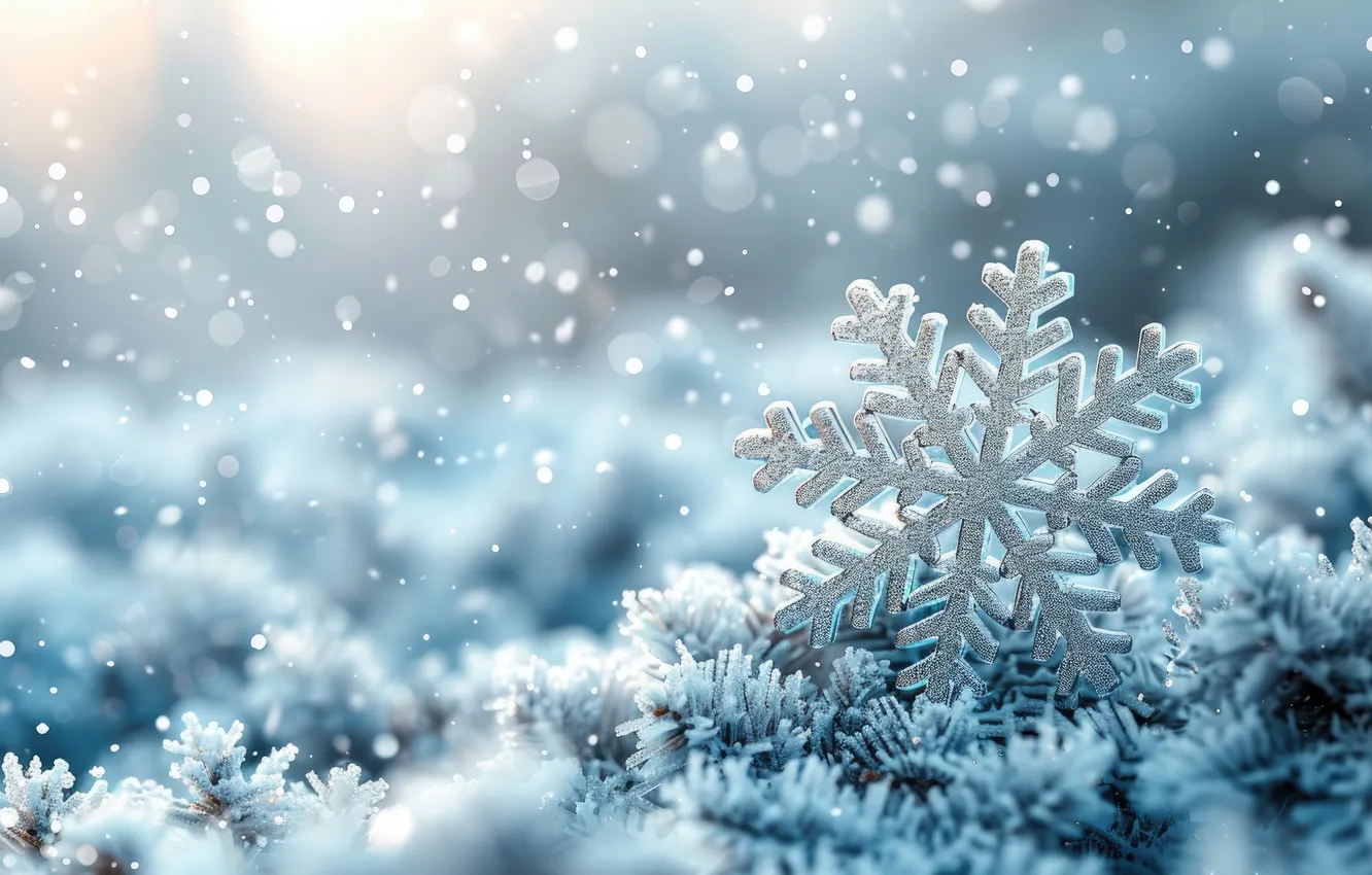 Photo wallpaper winter, light, snow, snowflakes, new year, texture, Christmas, snowfall