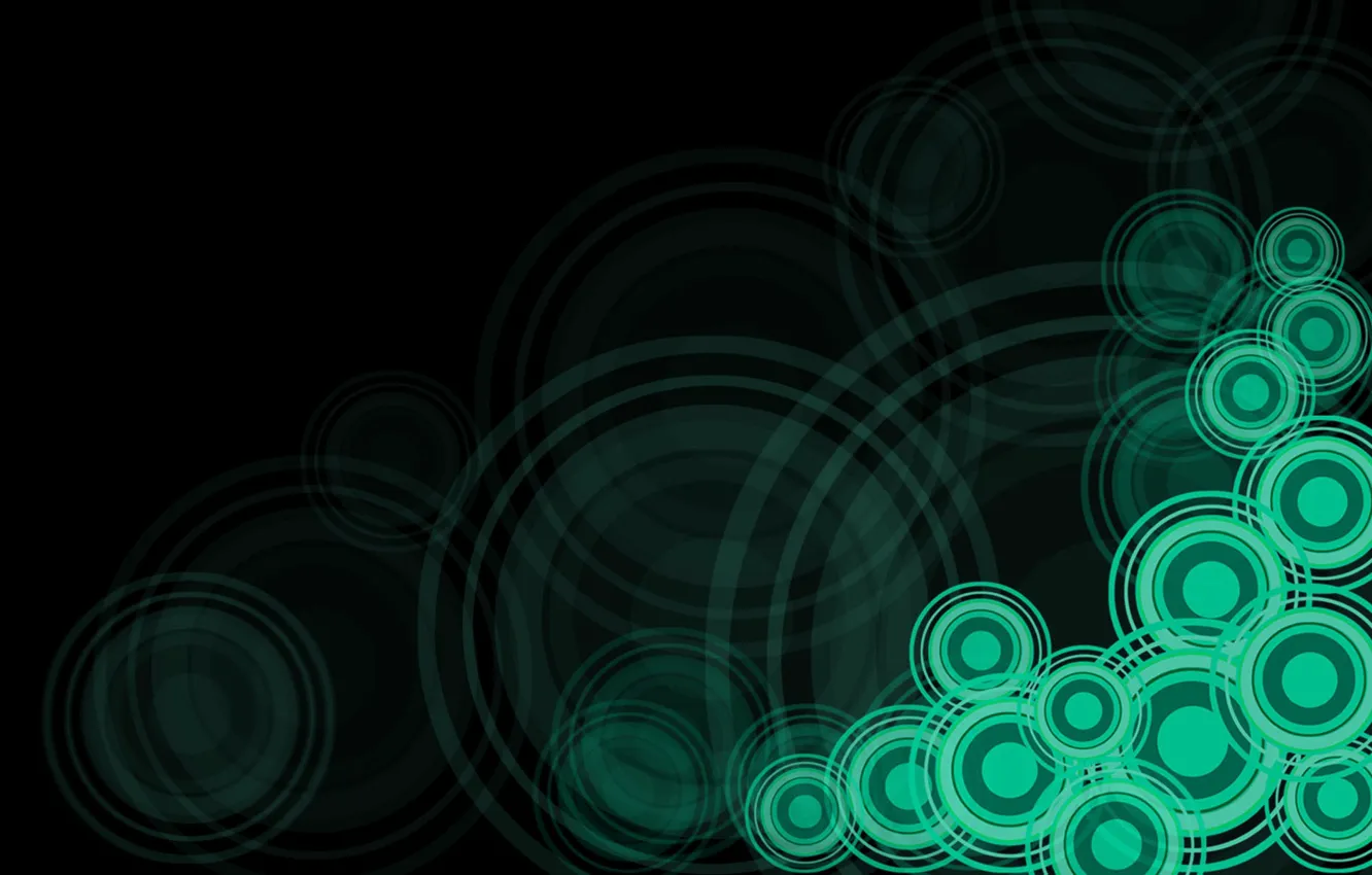 Photo wallpaper circles, abstraction, green, black, vector, texture, ornament