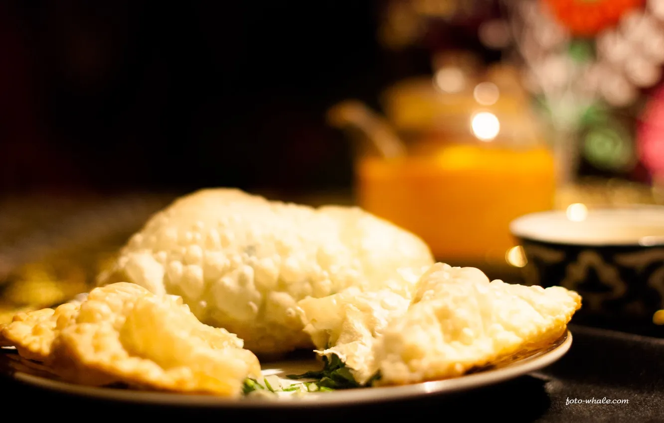 Photo wallpaper Wallpaper, food, plate, cheburek