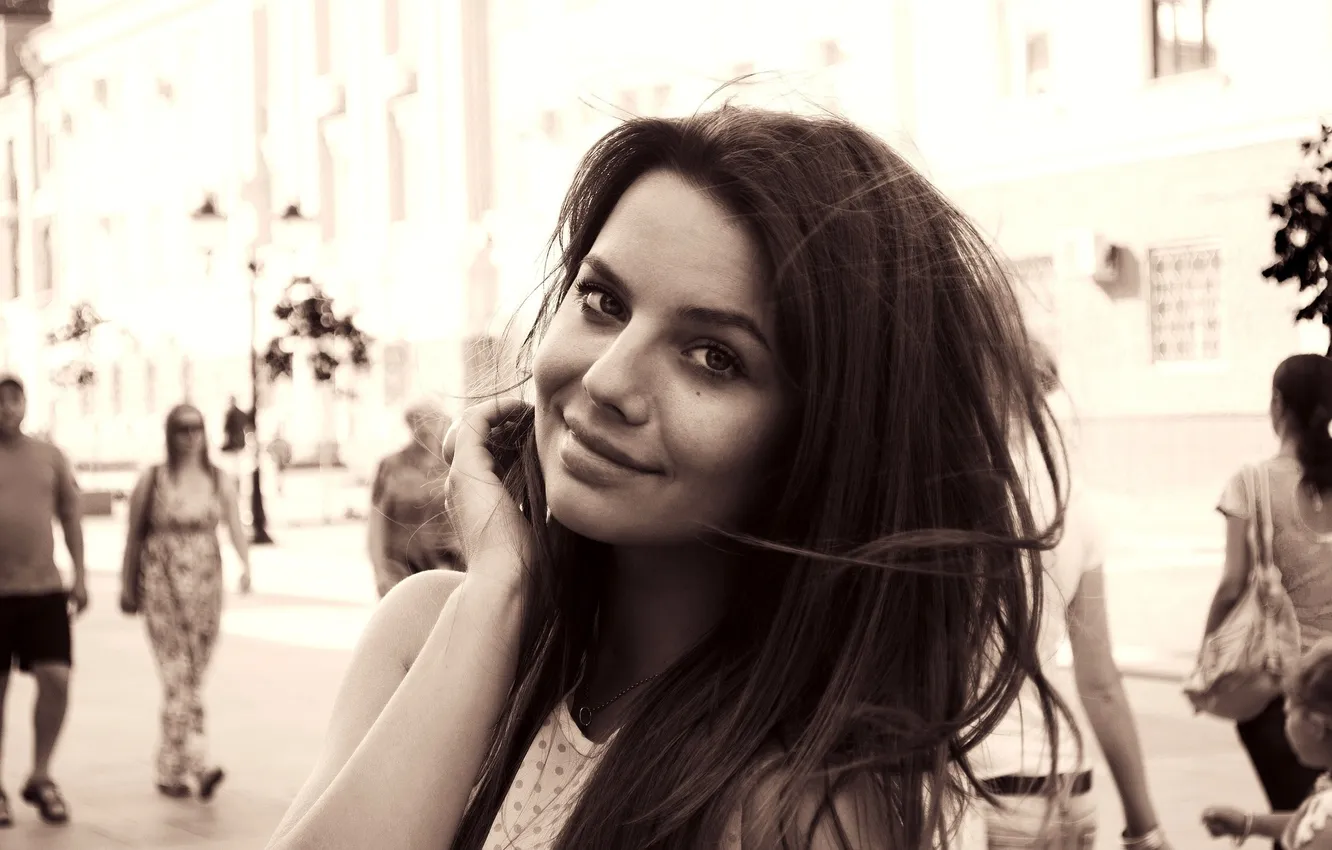 Photo wallpaper girl, smile, photo, people, beautiful