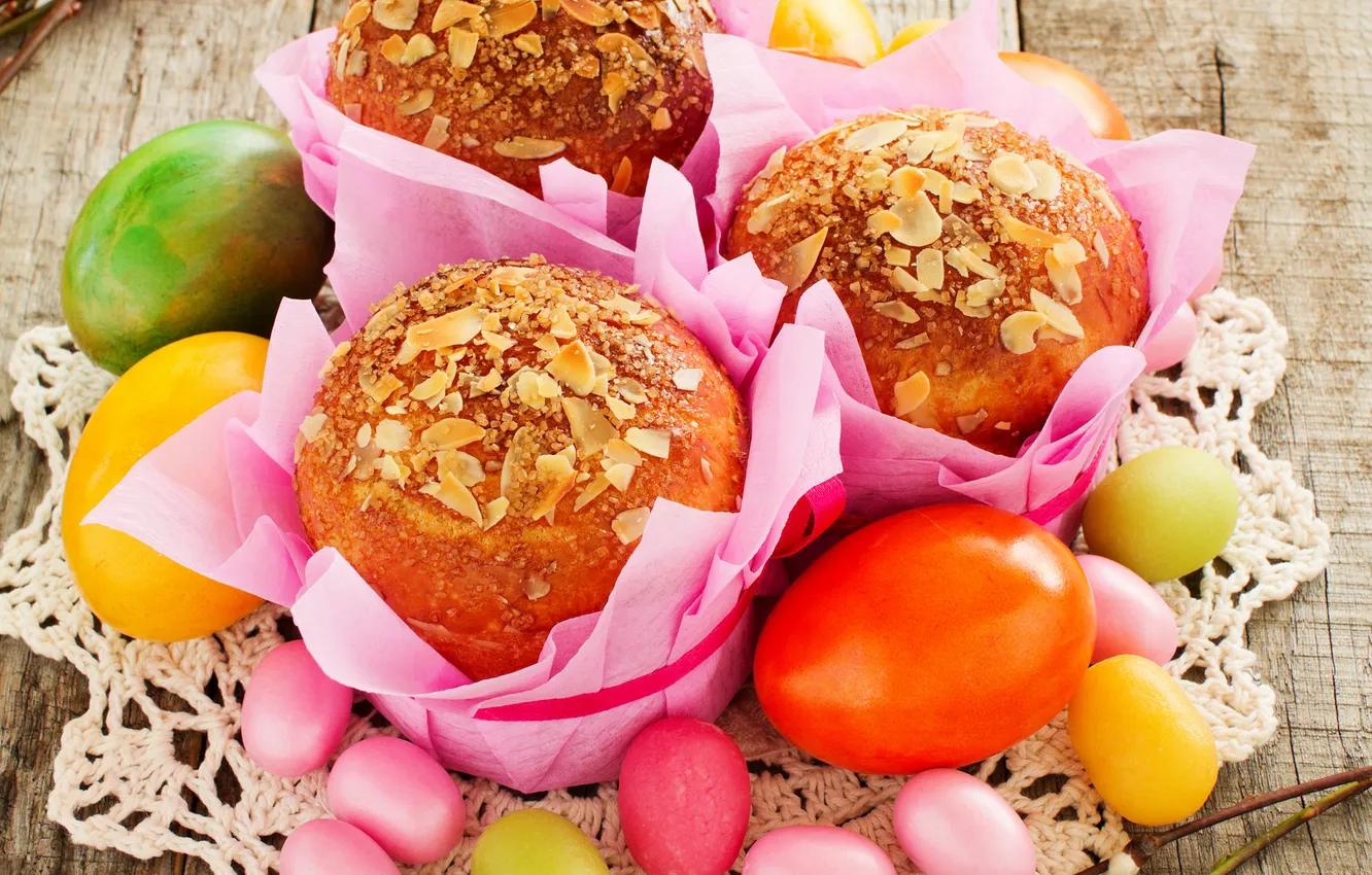 Photo wallpaper eggs, Easter, cake, cake, cakes, Easter, cupcakes, eggs