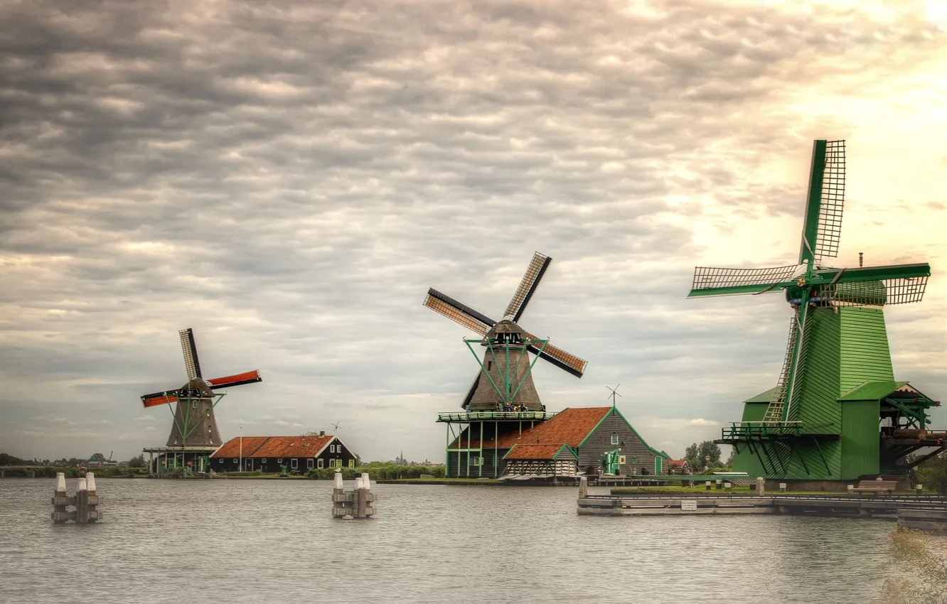 Photo wallpaper mill, Netherlands, Holland, Zaanse Schans, Zaanstad