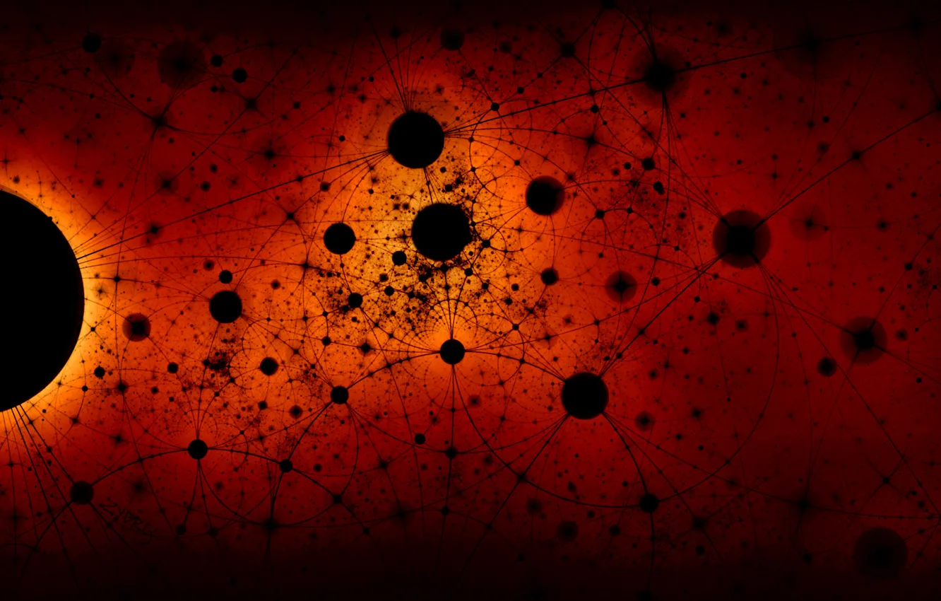 Photo wallpaper circles, red, black, link