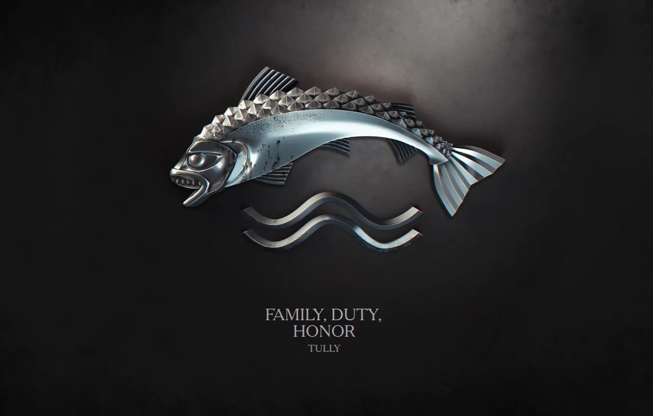 Photo wallpaper wave, water, fish, book, the series, coat of arms, motto, duty
