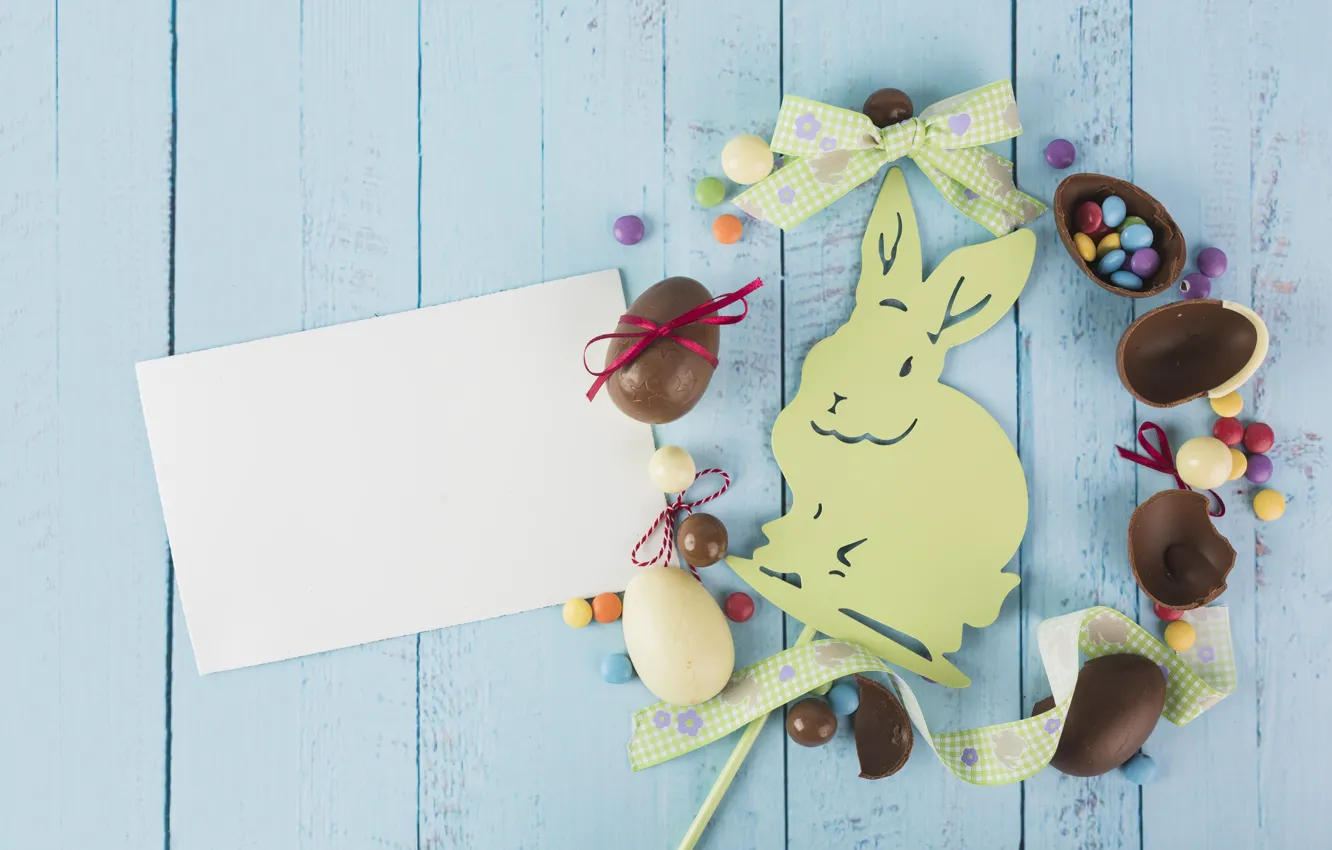 Photo wallpaper Paper, rabbit, candy, Easter, Holiday, chocolate eggs