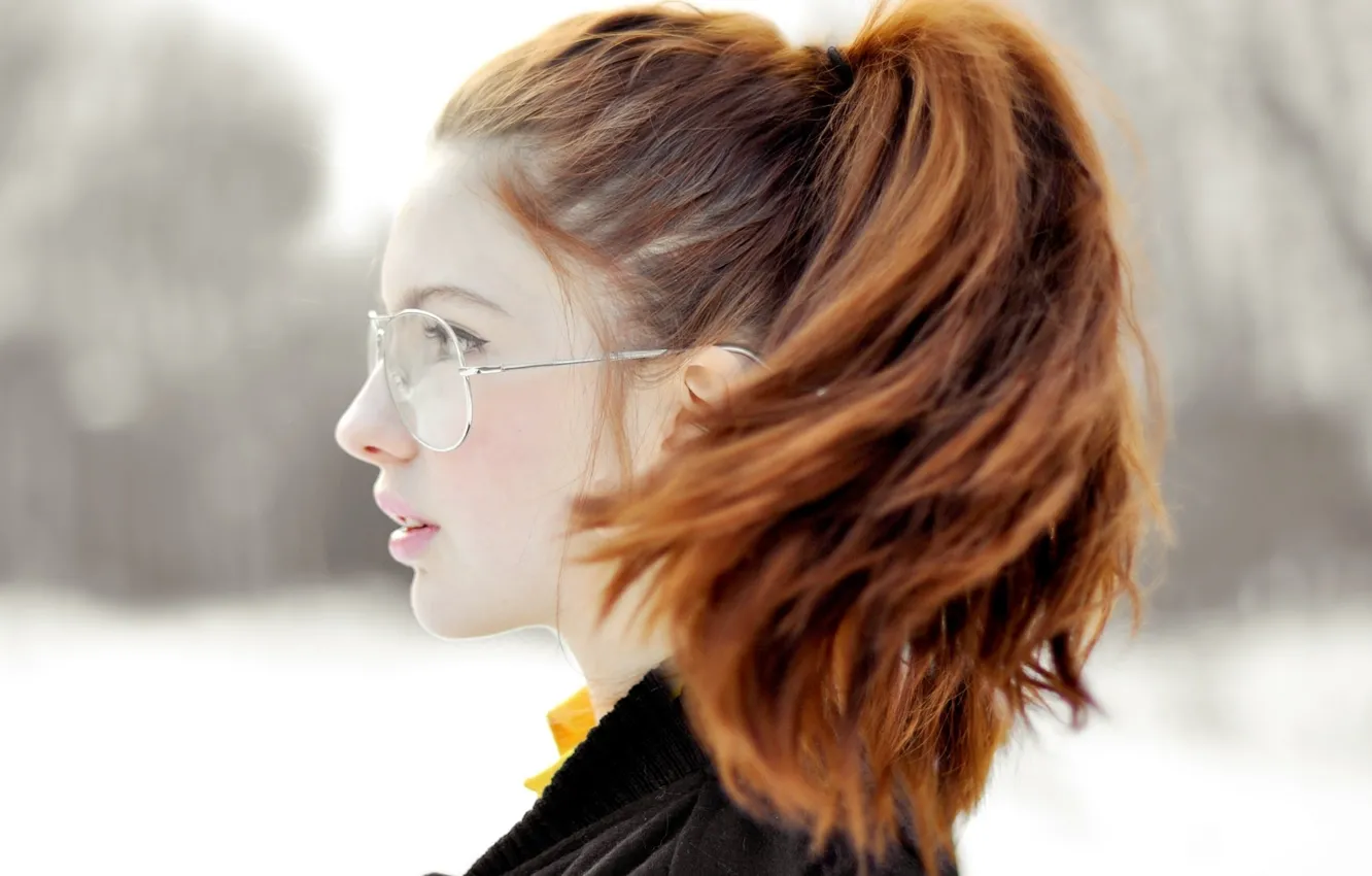 Photo wallpaper girl, glasses, profile, Redhead, Ebba Zingmark