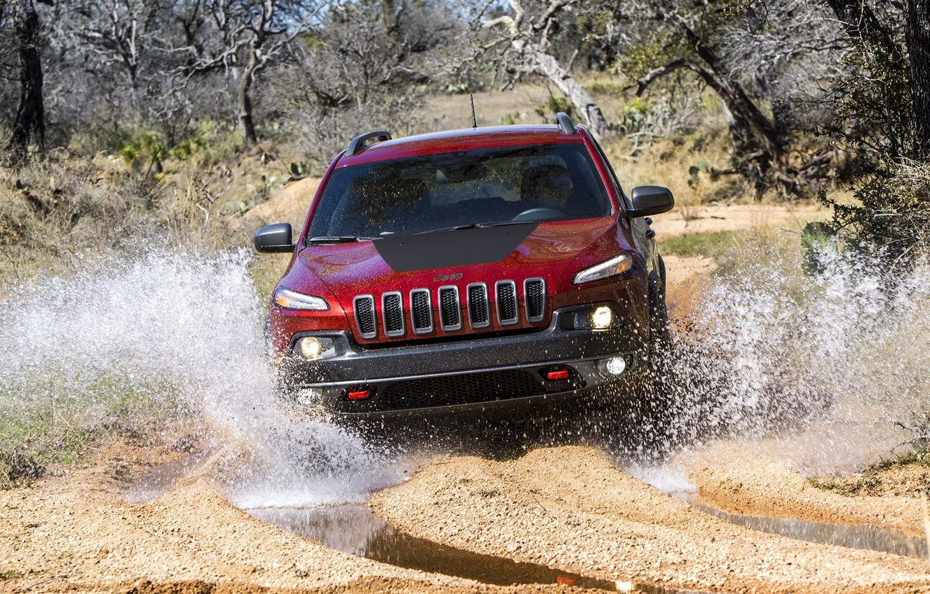 Photo wallpaper water, squirt, jeep, SUV, Jeep, Trailhawk