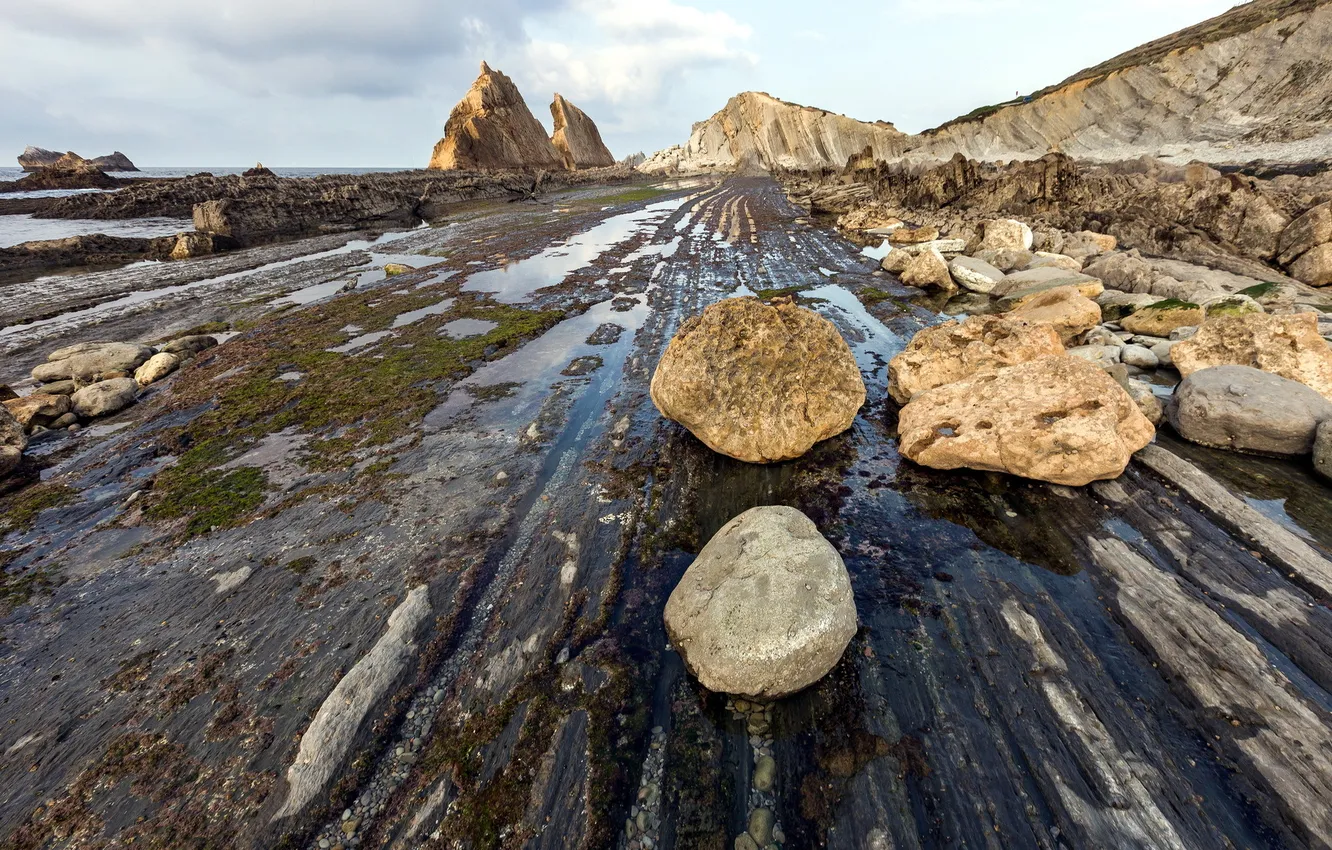 Photo wallpaper sea, landscape, rocks