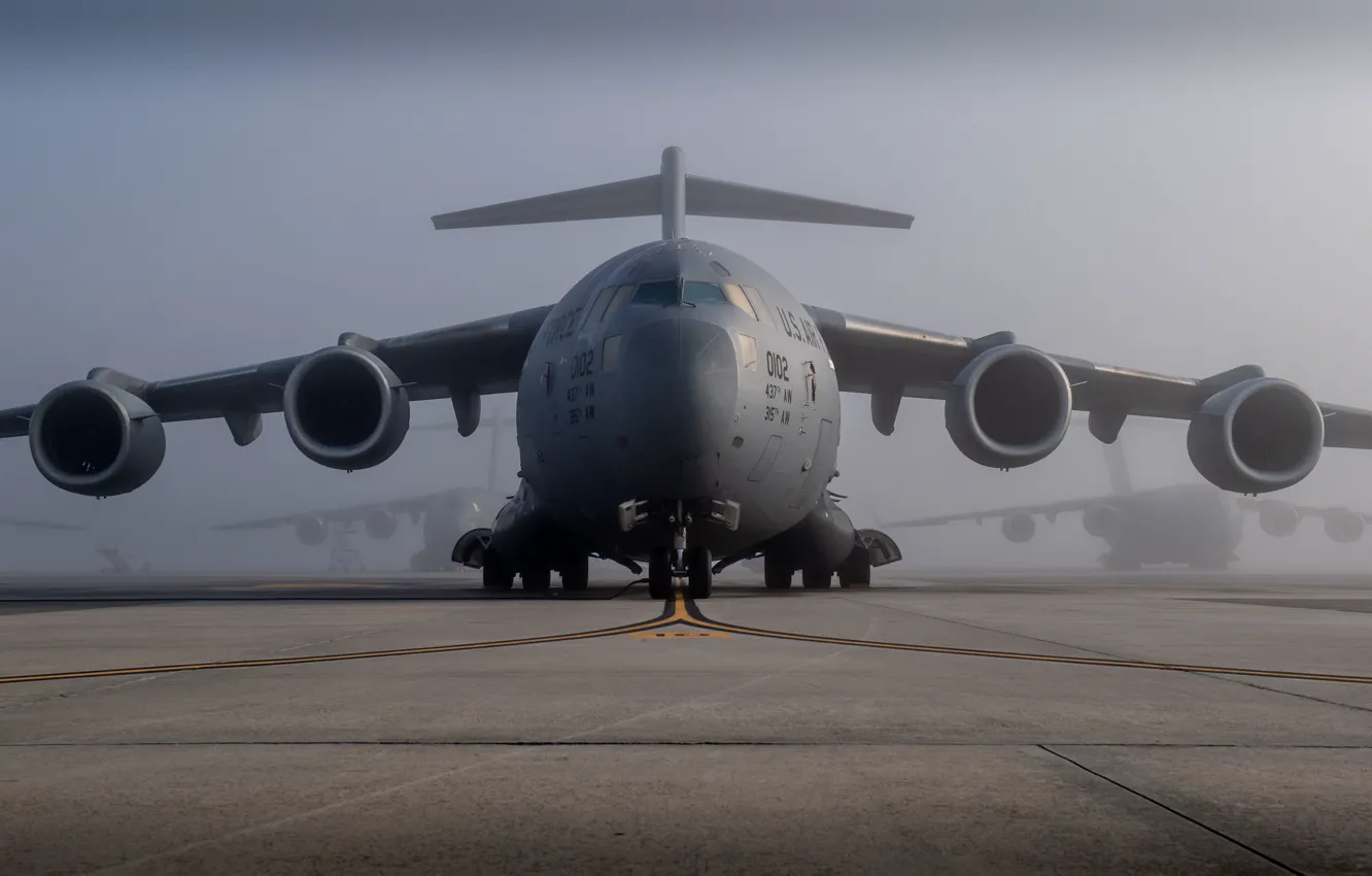 Photo wallpaper UNITED STATES AIR FORCE, Boeing C-17 Globemaster III, American military transport aircraft
