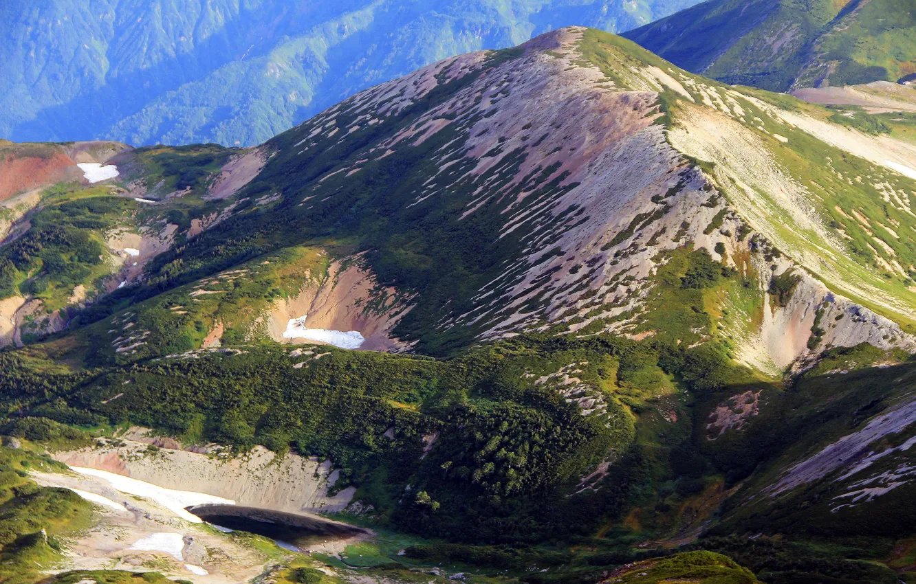 Photo wallpaper mountains, color, slope, relief, shades, scenic