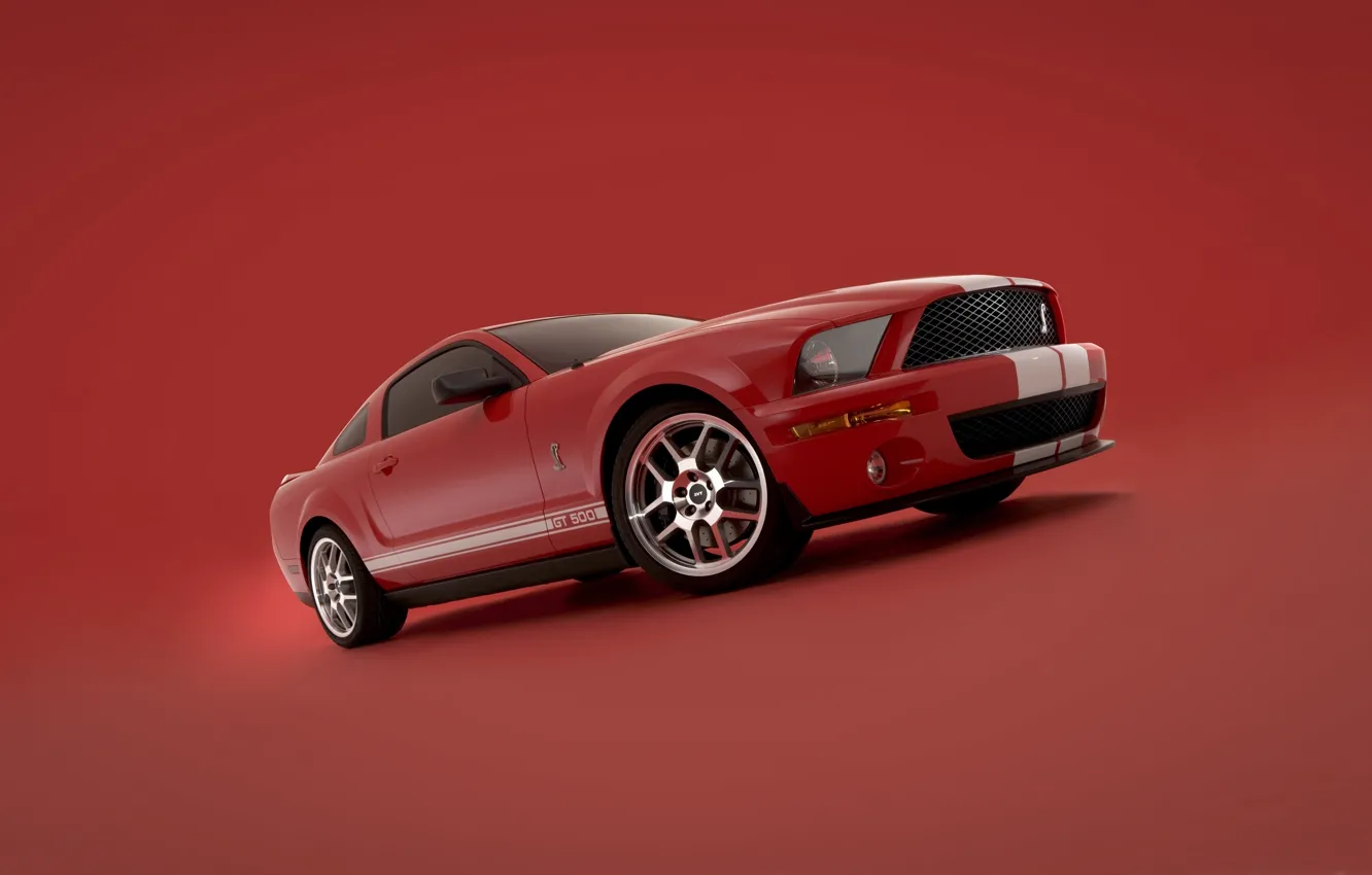 Photo wallpaper mustang, red, shelby GT-500