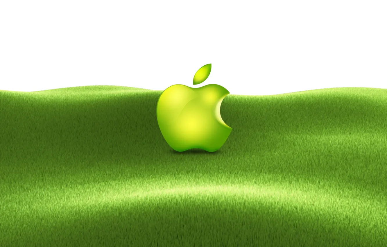 Photo wallpaper grass, apple, mac