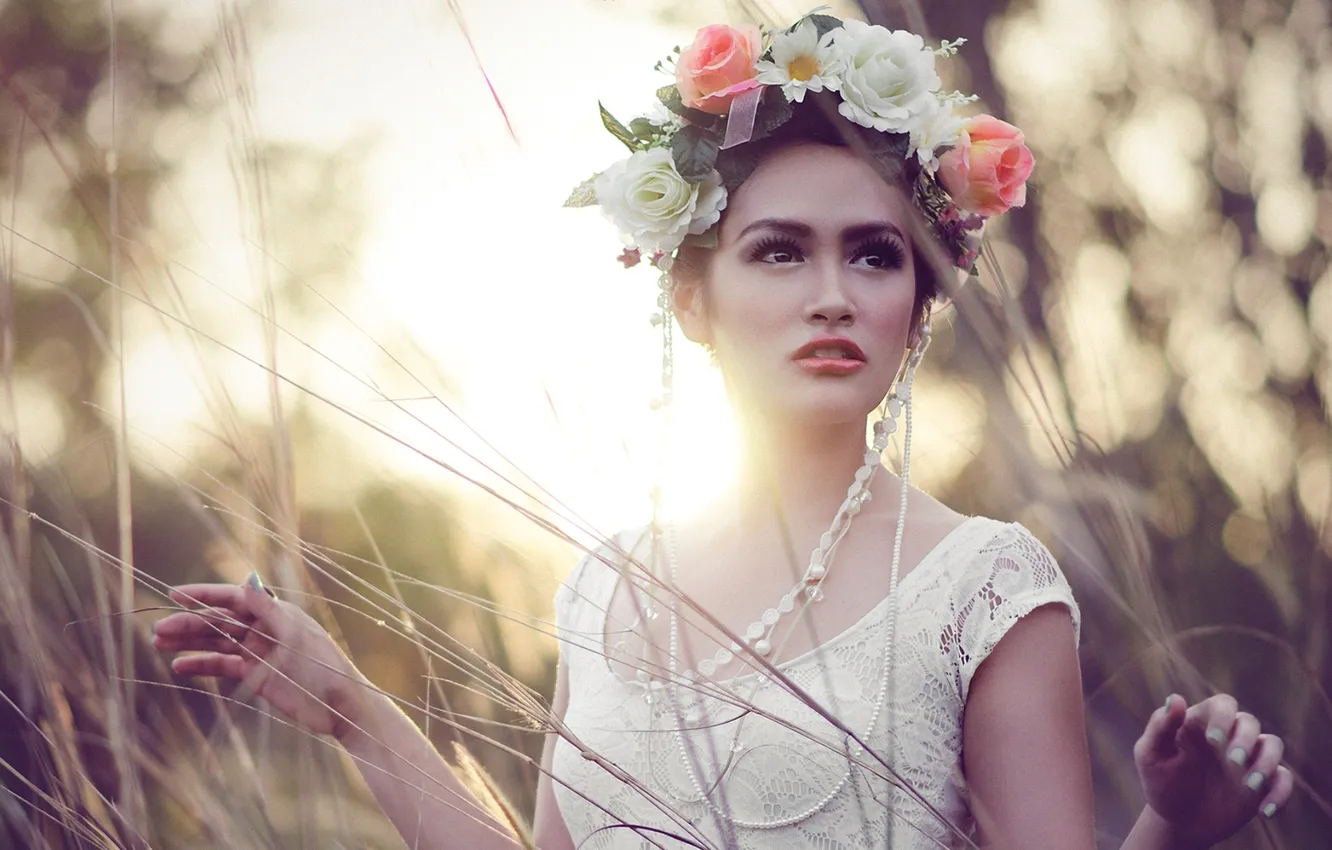 Photo wallpaper girl, wreath, Antonethe Lim