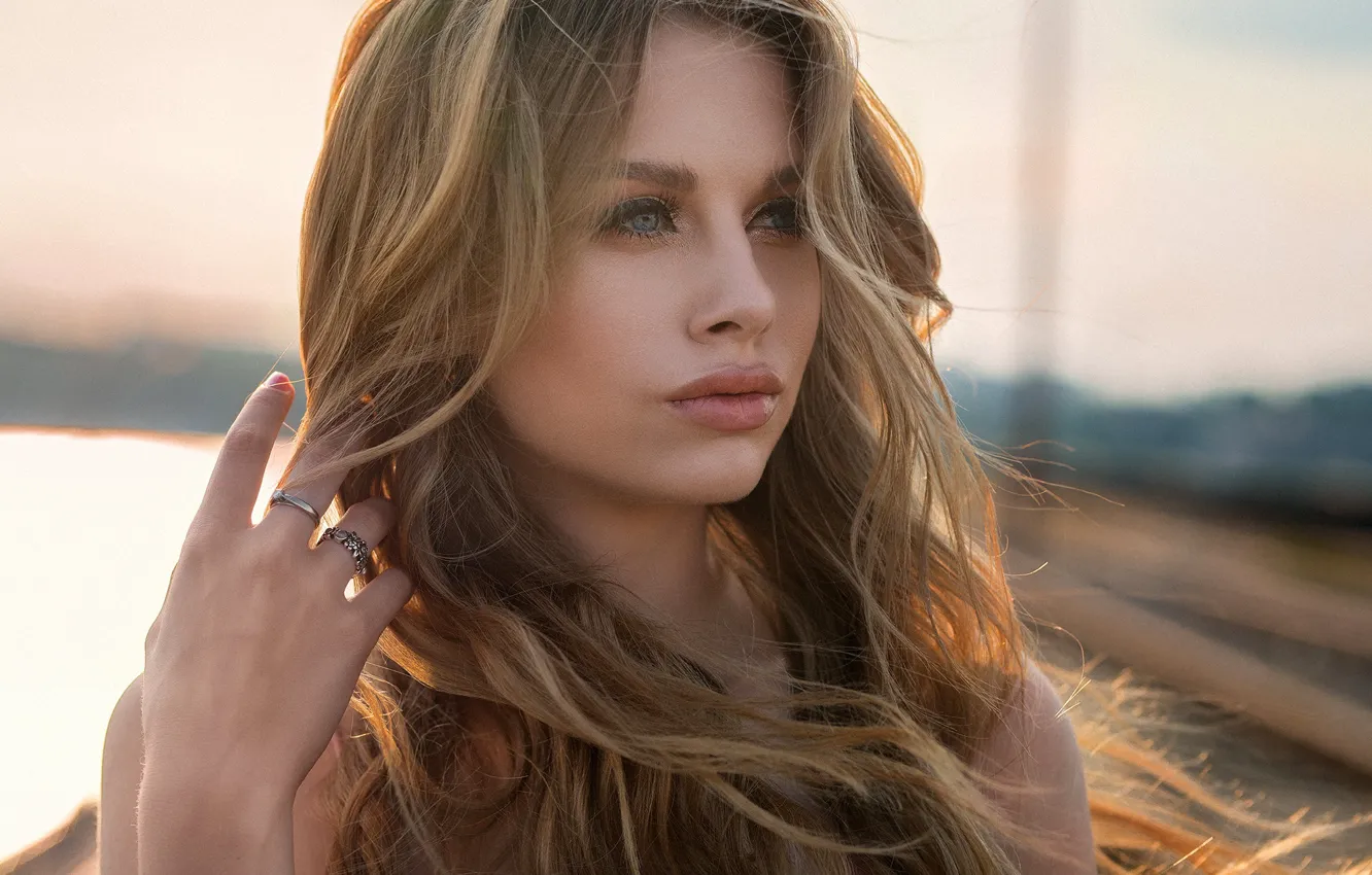 Photo wallpaper background, model, portrait, makeup, hairstyle, brown hair, beauty, bokeh