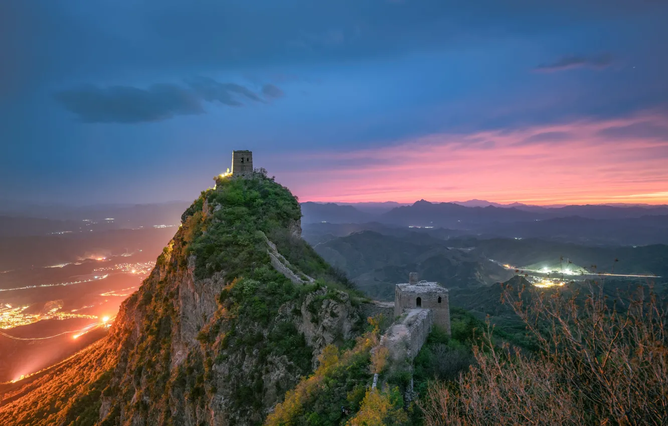 Photo wallpaper mountains, castle, rocks, height, ruins