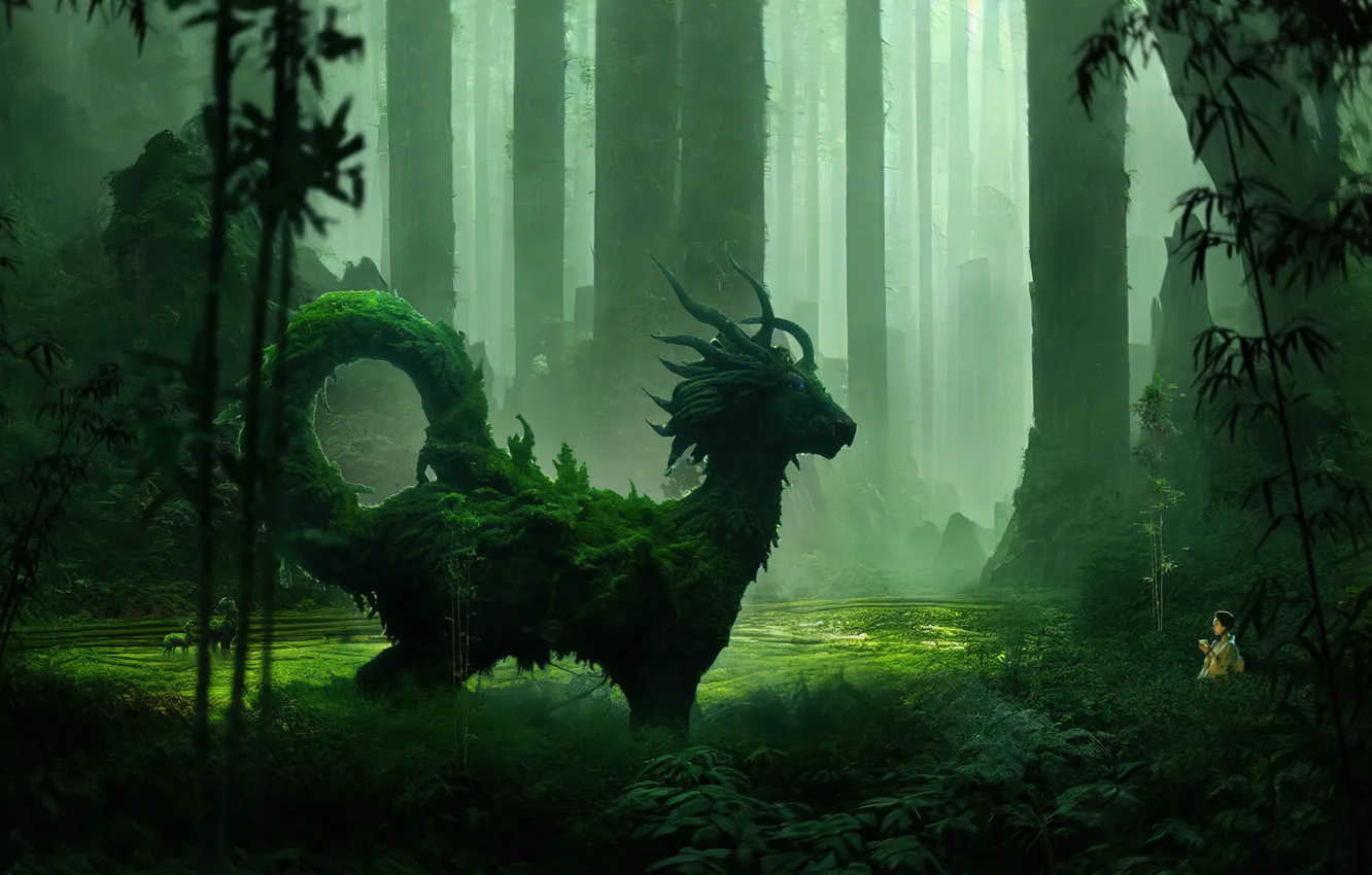 Photo wallpaper Concept Art, Princess Mononoke, mood painting, Kirin, Haneul Lee, Animals & Wildlife