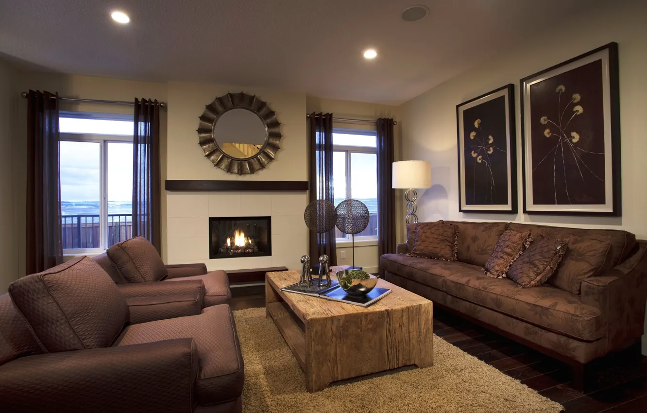 Photo wallpaper design, photo, table, sofa, interior, chair, living room