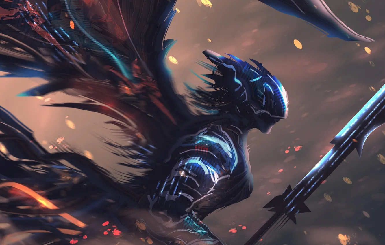 Photo wallpaper wings, helmet, armor