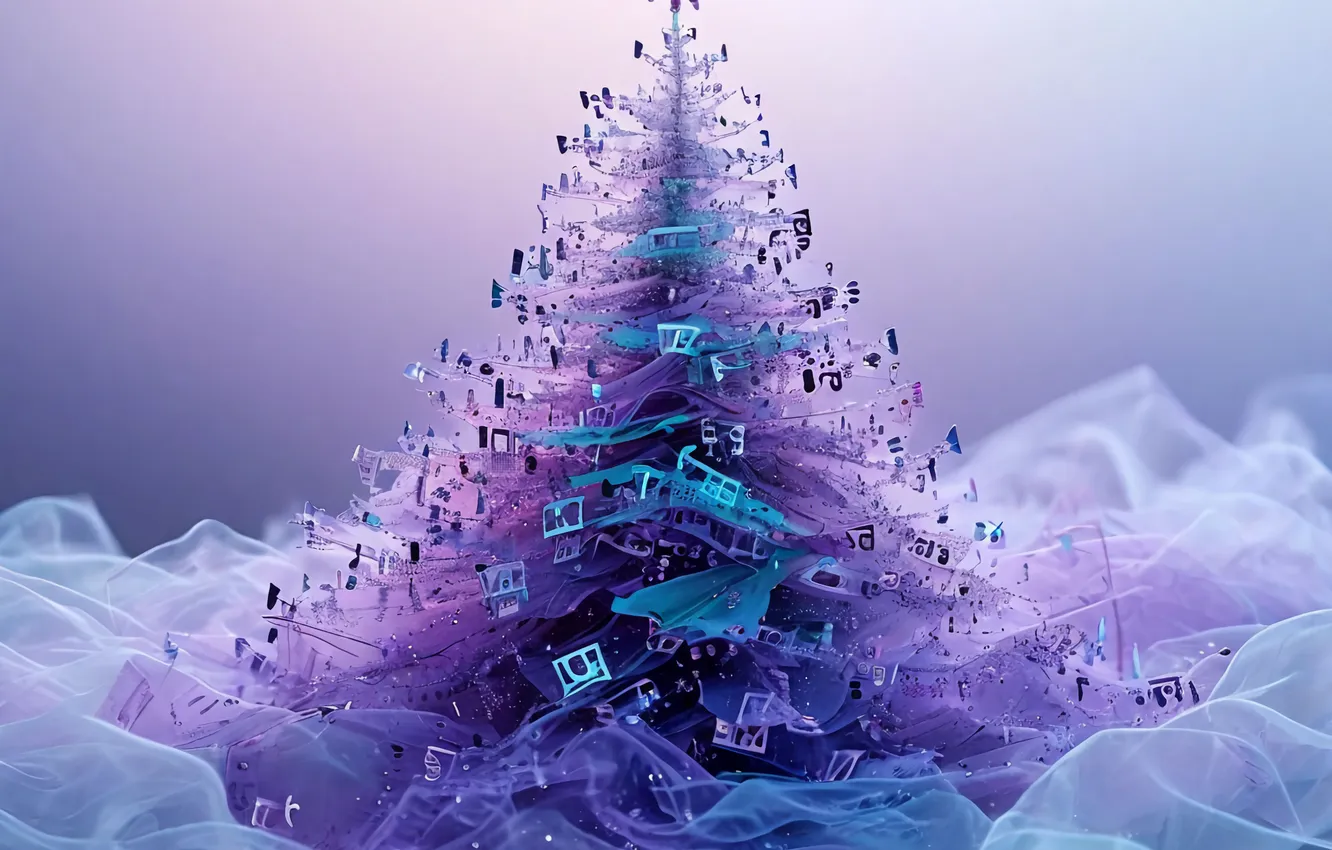 Photo wallpaper purple, tree, new year