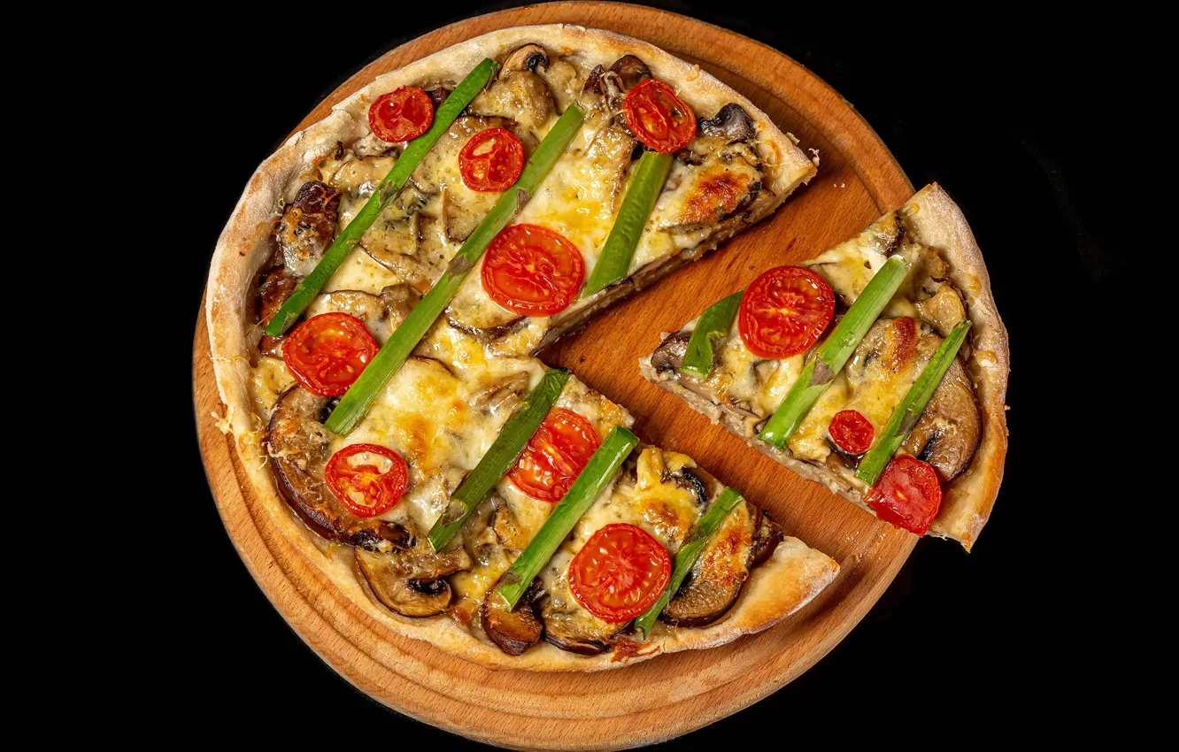 Photo wallpaper mushrooms, cheese, vegetables, pizza, tomatoes