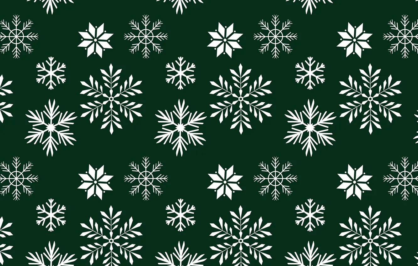 Photo wallpaper snowflakes, green, background, texture