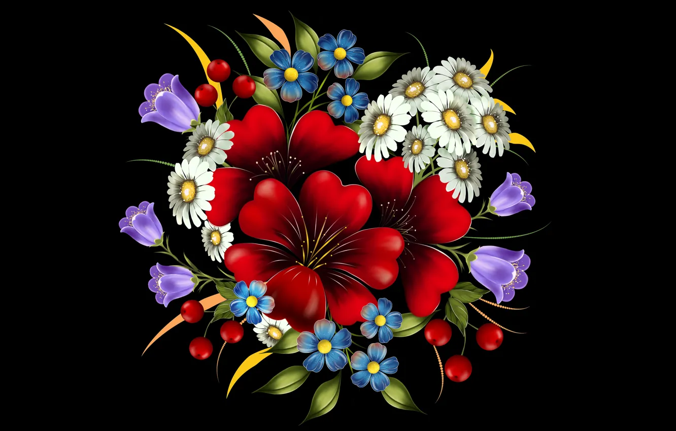Photo wallpaper flowers, decoration, the dark background