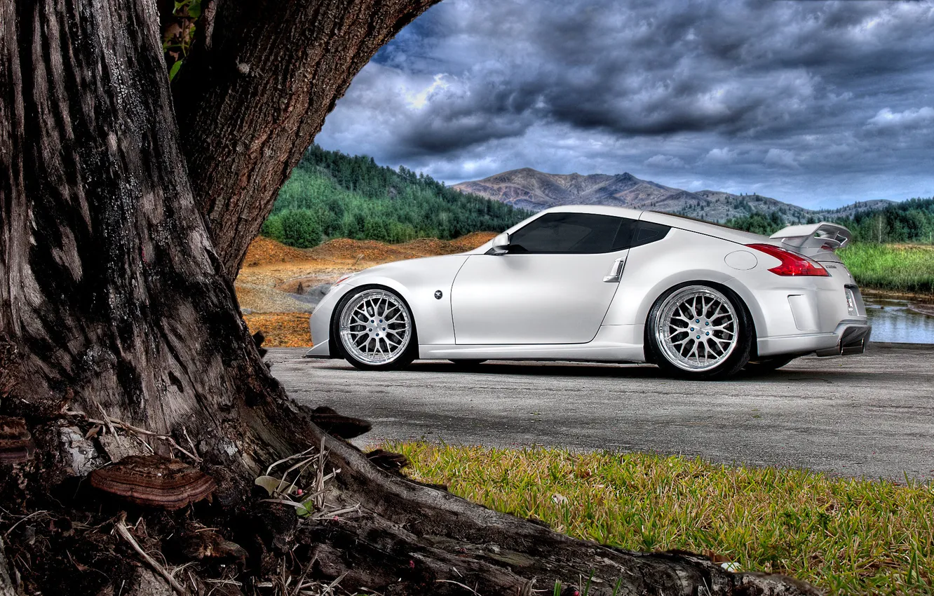 Photo wallpaper trees, cars, Nissan, cars, Nissan, auto wallpapers, car Wallpaper, auto photo