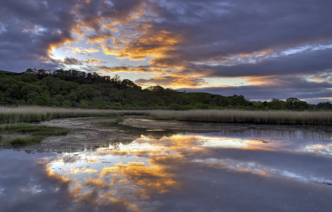 Photo wallpaper the sky, landscape, river