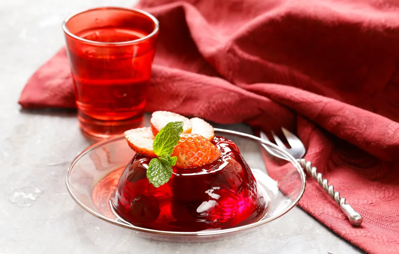 Photo wallpaper strawberry, plug, dessert, jelly