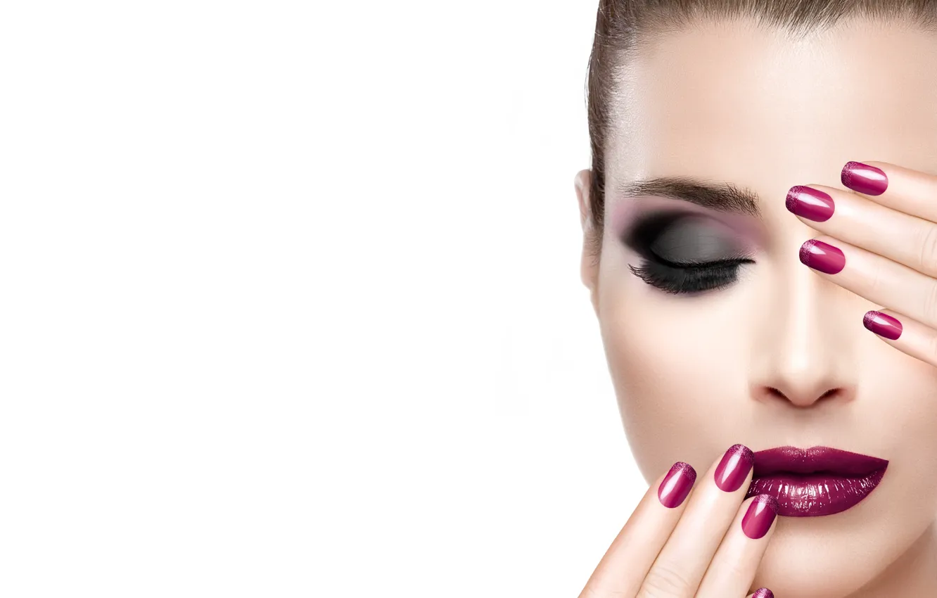 Photo wallpaper girl, eyelashes, style, shadow, makeup, lipstick, model, lips