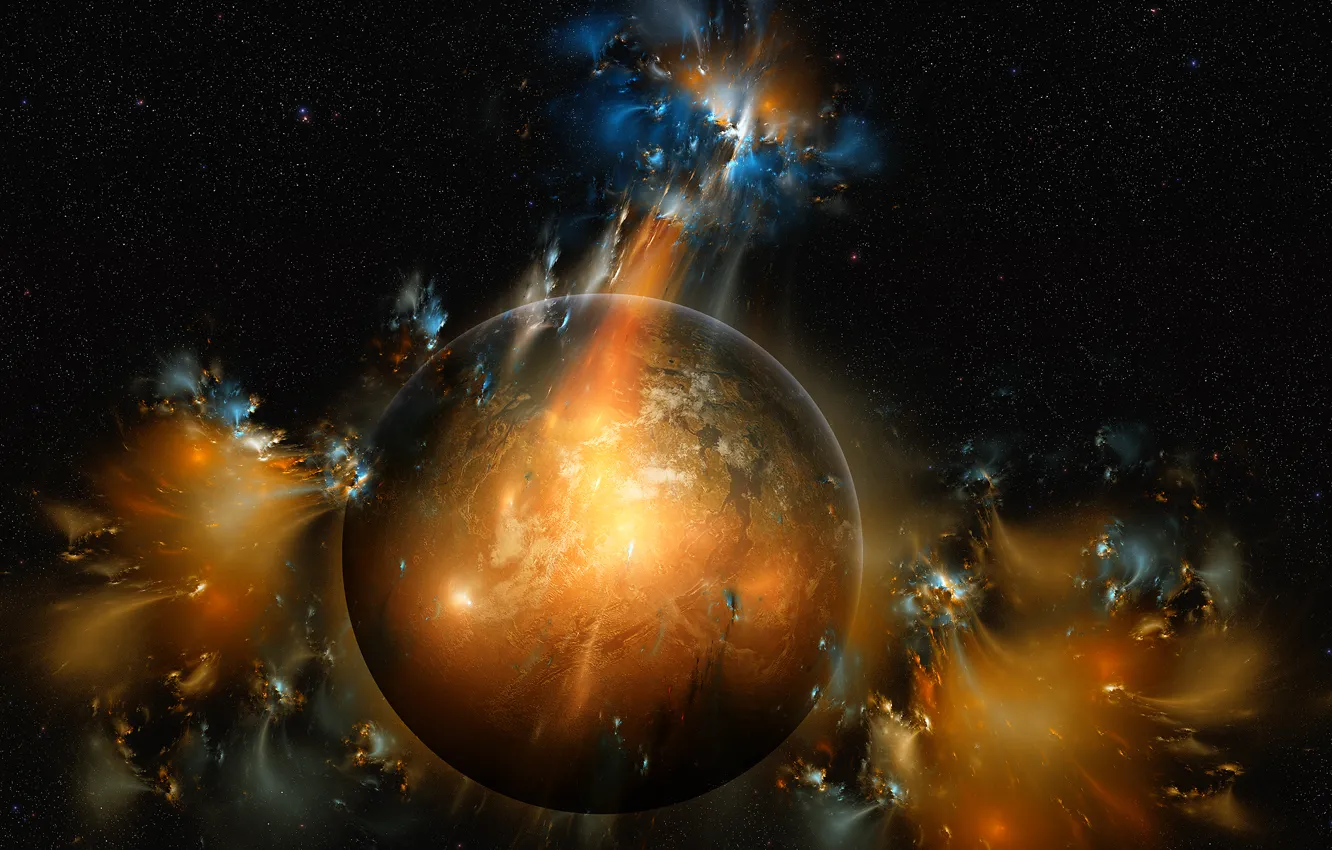 Photo wallpaper space, stars, fiction, planet