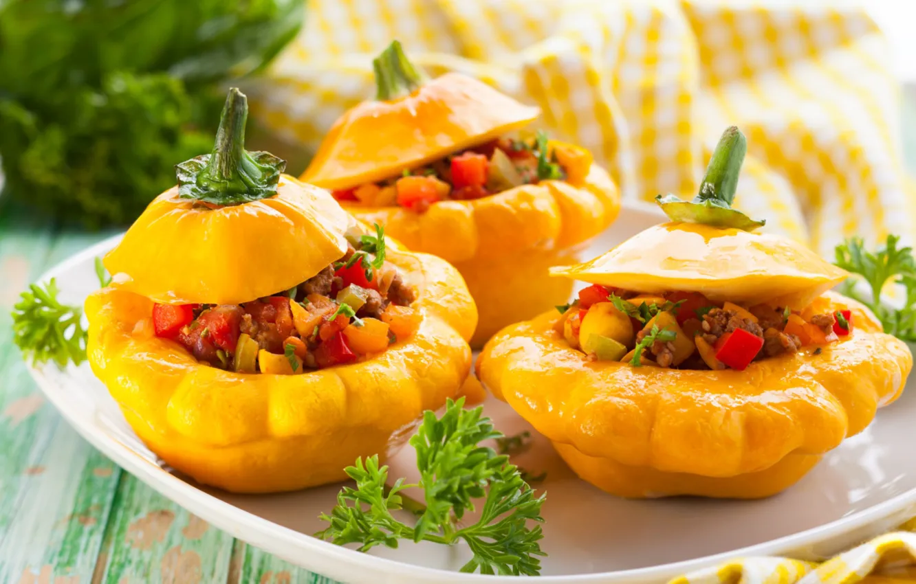 Photo wallpaper vegetables, parsley, filling, squash