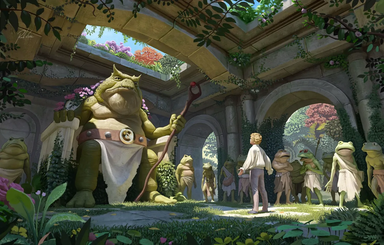 Photo wallpaper frog, the situation, king, fantasy, adventure, the throne, journey, Illustrator