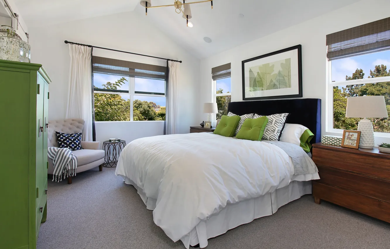 Photo wallpaper style, furniture, frame, lamp, bedroom