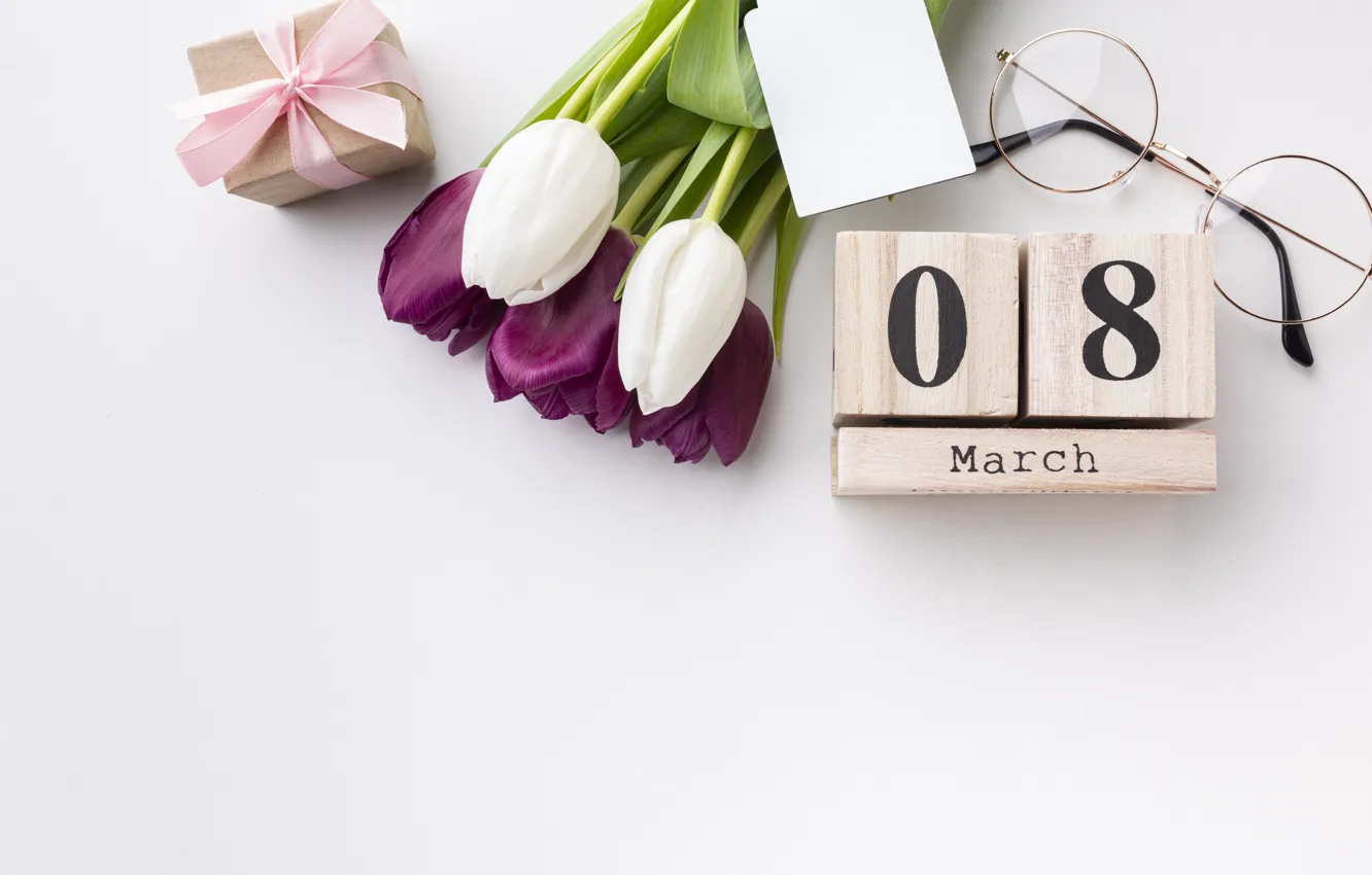 Photo wallpaper flowers, bouquet, tulips, March 8, flowers, tulips, spring, celebration