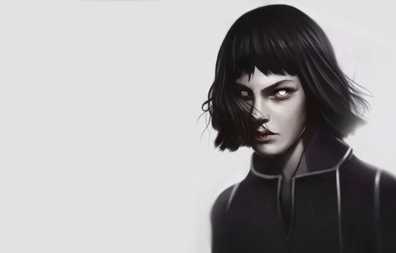 Photo wallpaper eyes, look, girl, face, background, fiction, minimalism, art