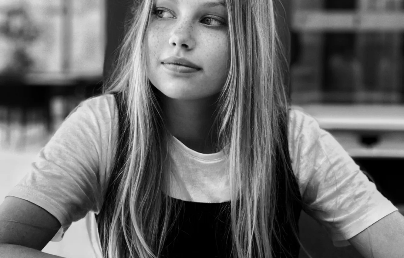 Photo wallpaper girl, portrait, black and white, Artur Politov