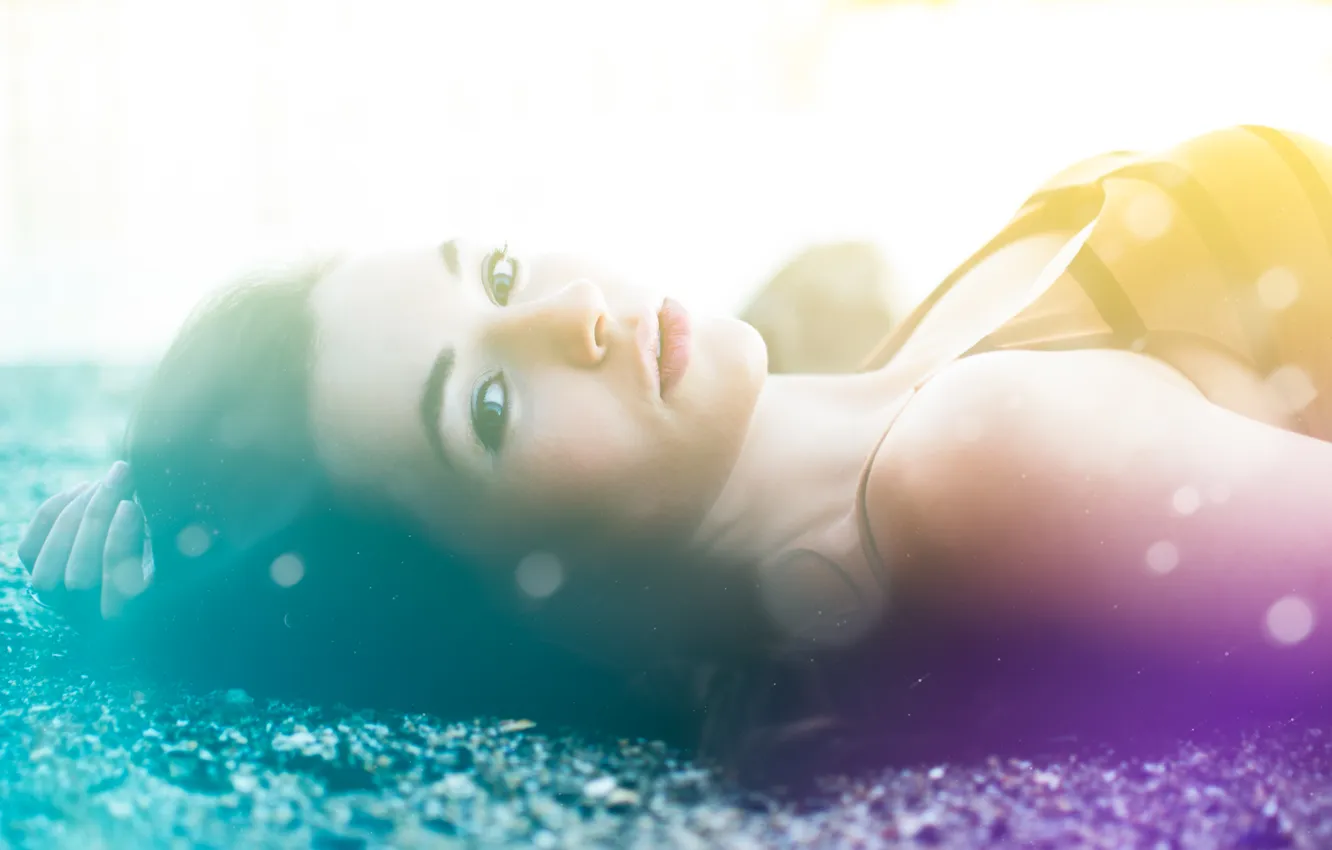 Photo wallpaper look, girl, brown hair