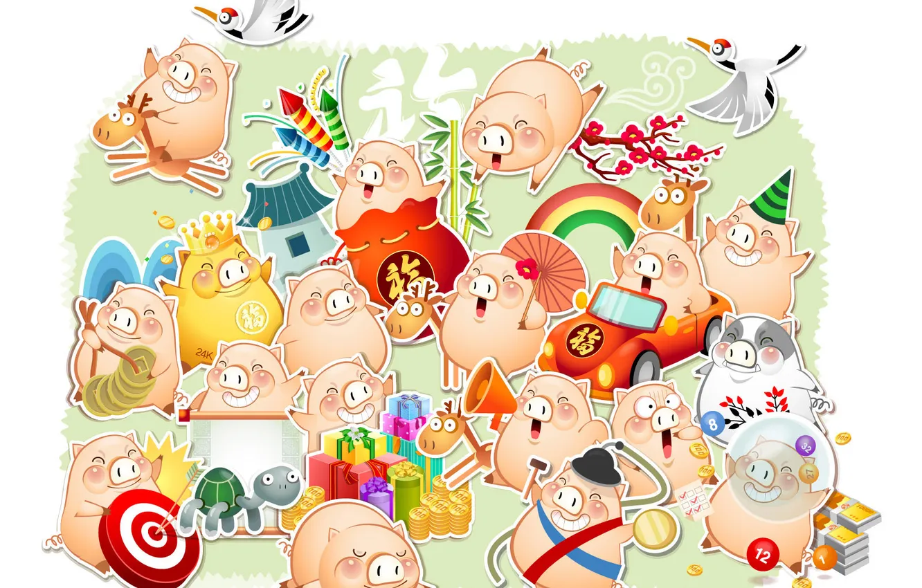 Photo wallpaper figure, pig, Having fun