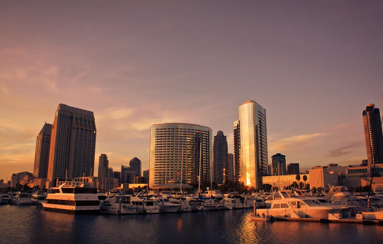 Photo wallpaper sunset, USA, skyline, sunset, San Diego, San Diego
