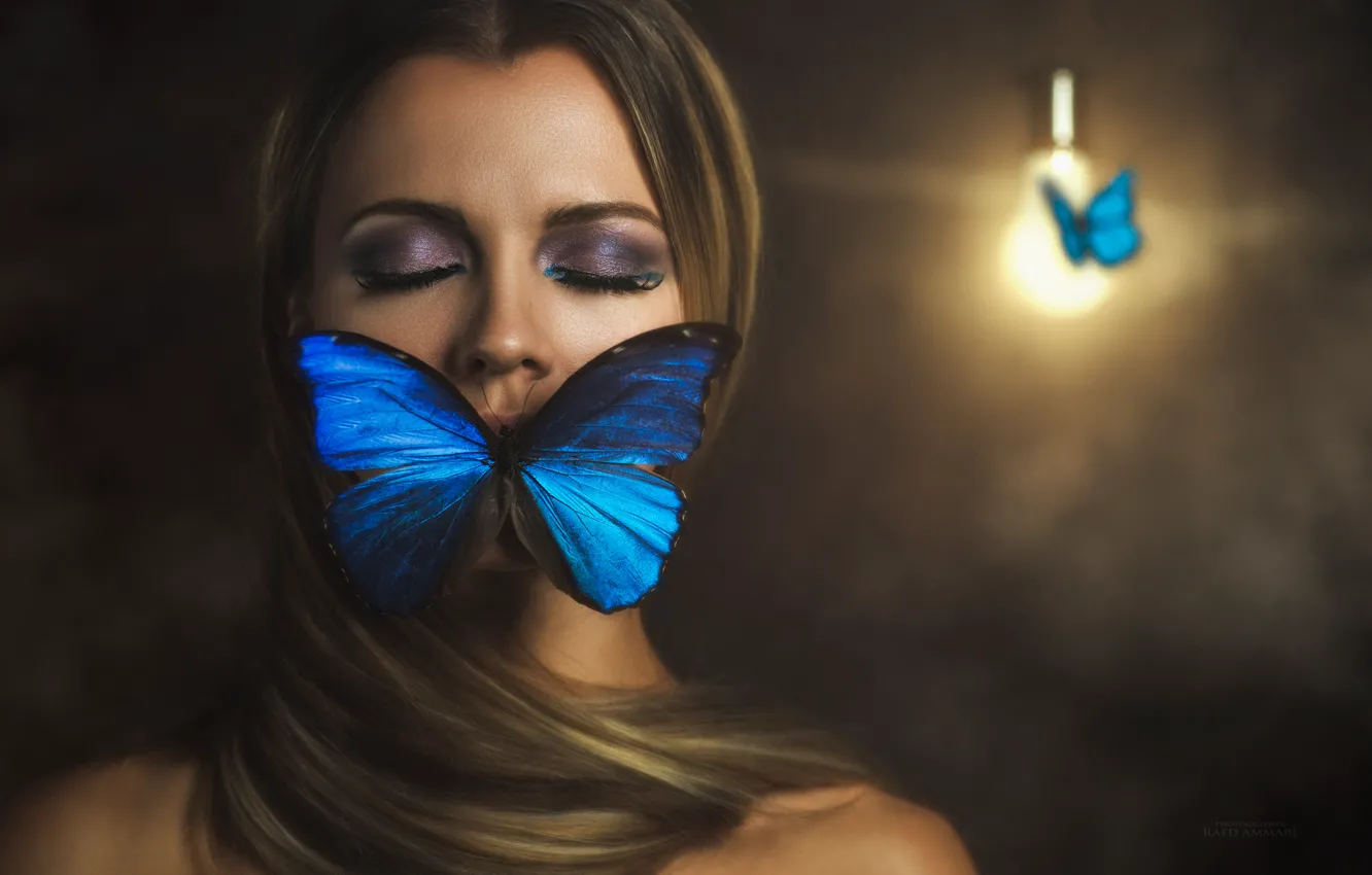 Photo wallpaper girl, butterfly, the situation