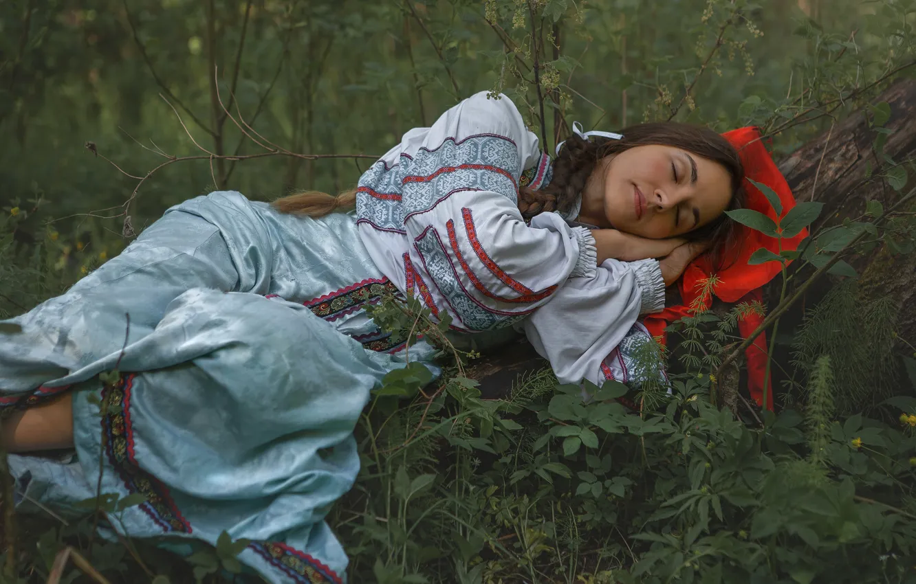 Photo wallpaper girl, nature, sleep, Shepeleva Tatiana
