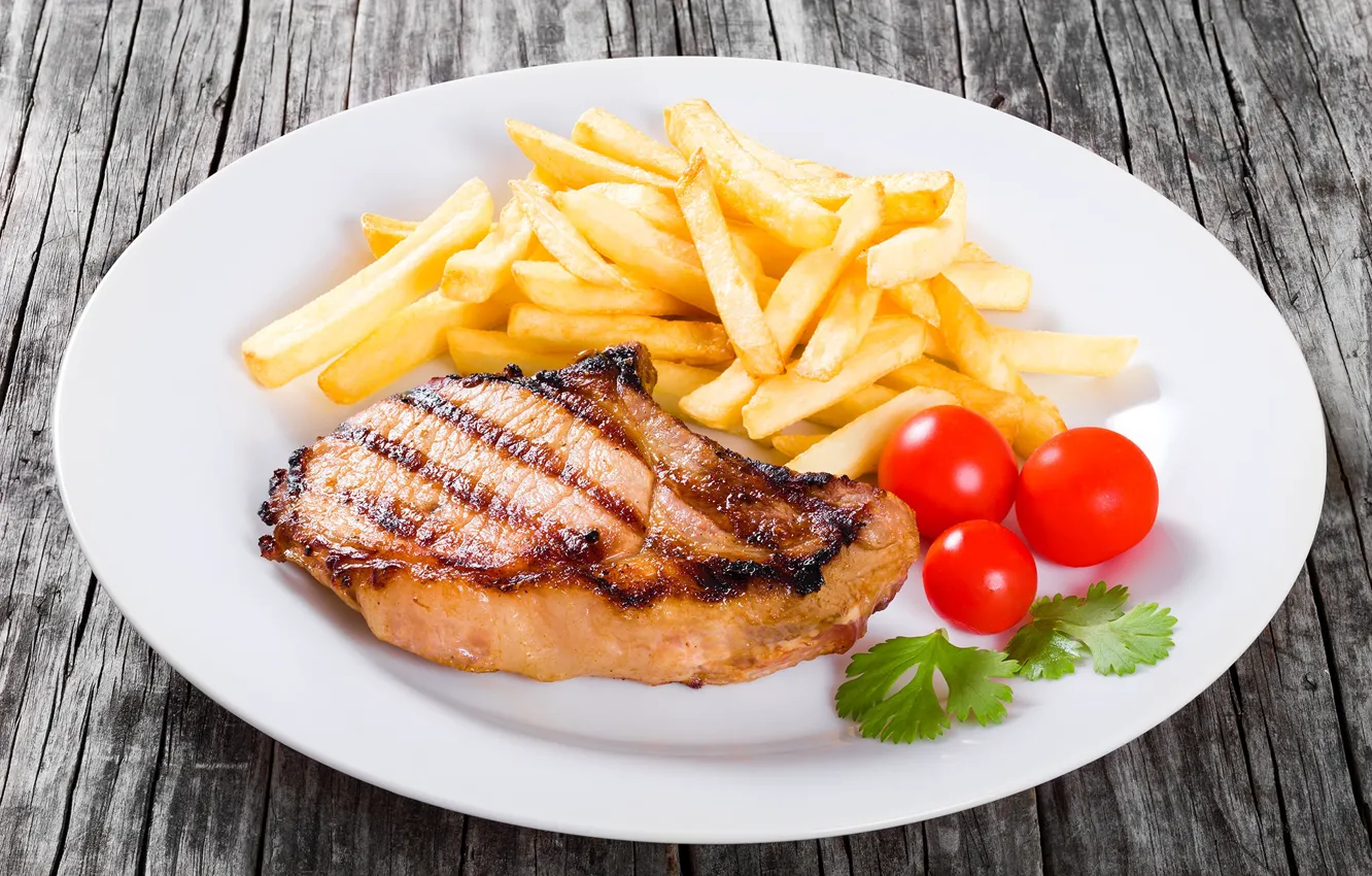 Photo wallpaper meat, tomatoes, potatoes