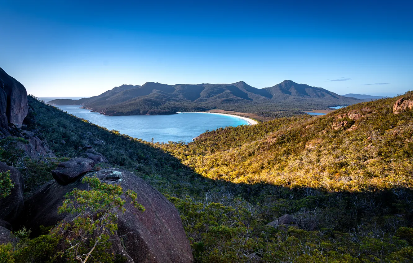 Photo wallpaper sea, mountains, coast